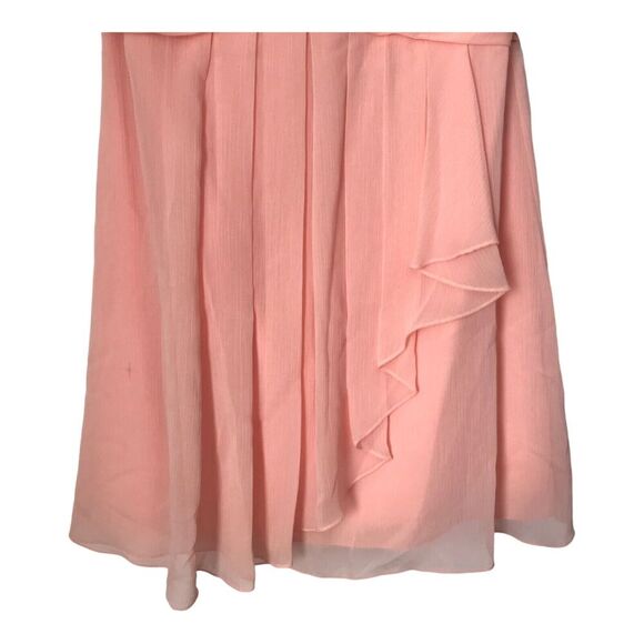 Davids Bridal Dress Sz 12 Peach Ruched Organza Strapless Formal Prom Bridesmaid - Picture 4 of 13